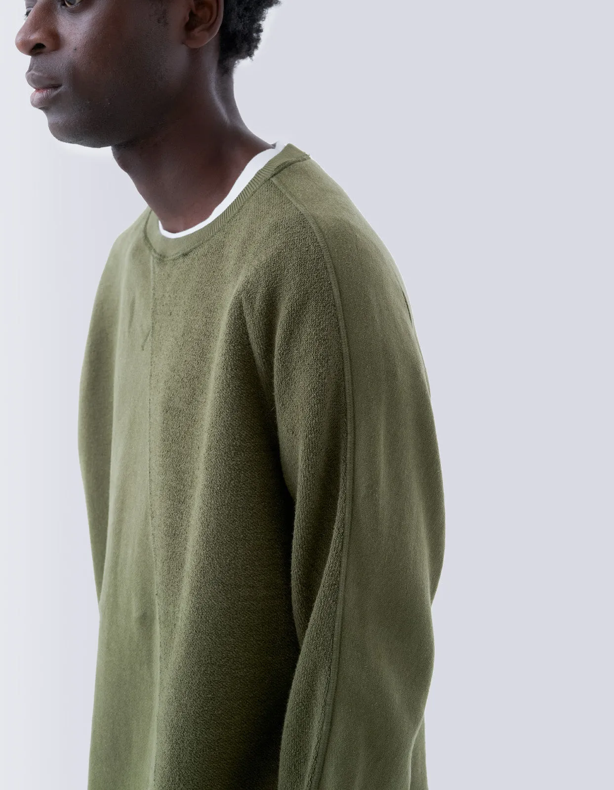 5001 Kesagiri Hemp Crew Sweat Olive OG-107F