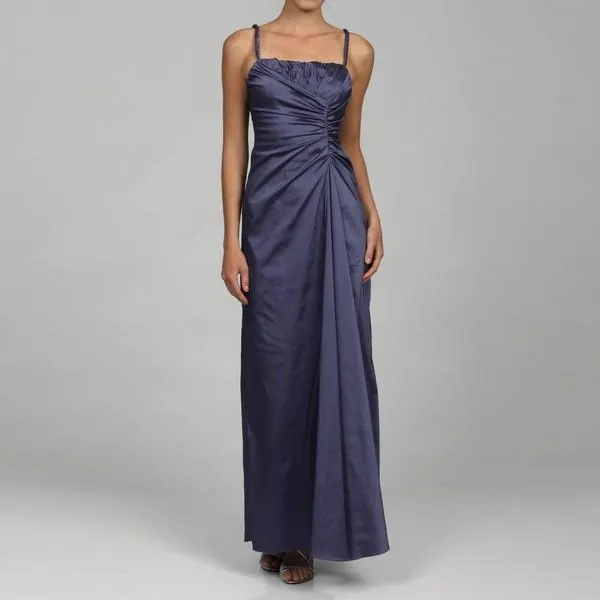 Adrianna Papell - Long Satin Dress with Ruffle Neck Bolero 81848880