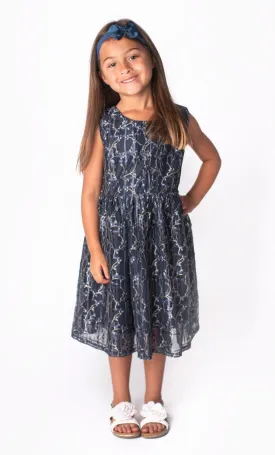 Baby Girls & Little Girls Navy Blue Lace Elegant Dress