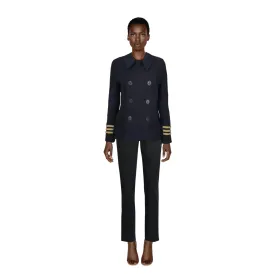 BALENCIAGA Navy Sailor Peacoat with Yellow Rope Trim | Size 40EU