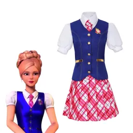 Barbie Princess School Uniform Top Skirt Halloween Carnival Party Costume