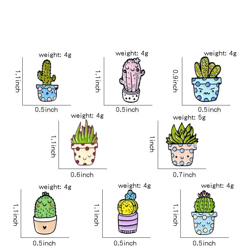 Cactus Enamel Pin Brooches