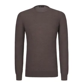 Cashmere and Silk-Blend Crew-Neck Pullover in Mink Brown