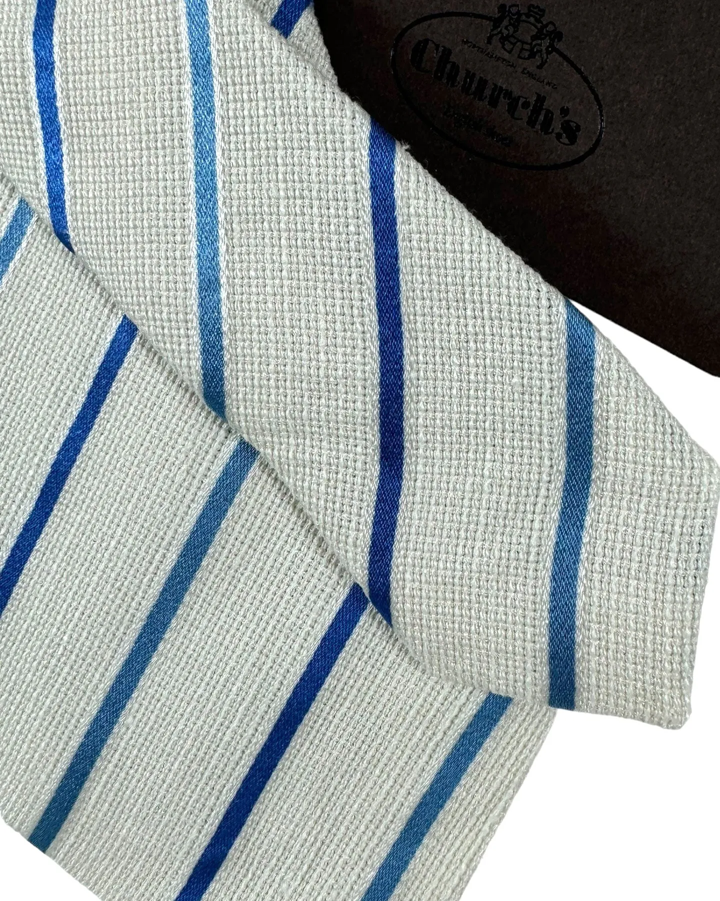 Church's Tie Silver Dark Blue Stripes SALE