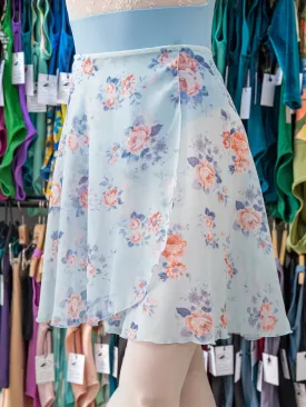 Floral Sky Blue Wrap Long Dance Skirt MP339