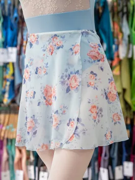 Floral Sky Blue Wrap Short Dance Skirt MP345