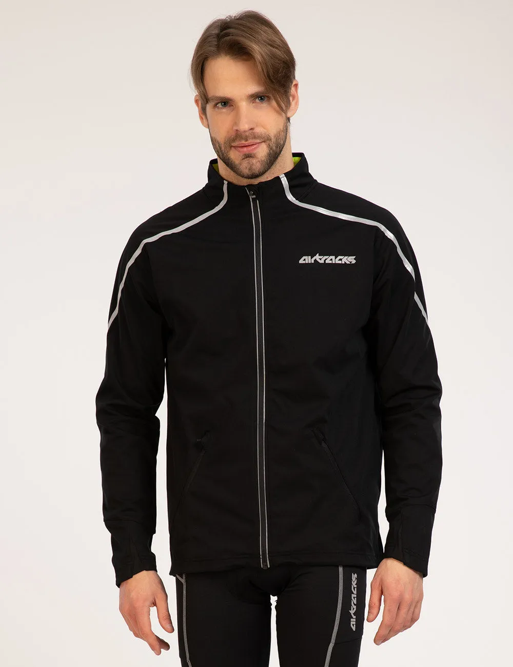 Herren Thermo Fahrradjacke / Laufjacke Air Tech Schwarz Setprodukt