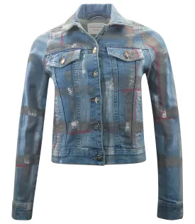 Light Blue / Brown Cotton Barbara Slim Jean Jacket