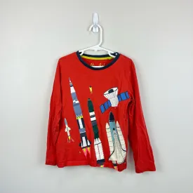 Mini Boden Long Sleeve Rocket Red Space Shuttle Graphic Tee 7-8