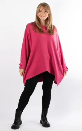 Oversized Ribbed Hi-Lo Jumper | Raspberry