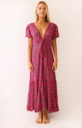 PM Long Cross Front Dress Rose F Fuschia Dress