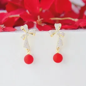 Red Imperial Ribbon Earrings