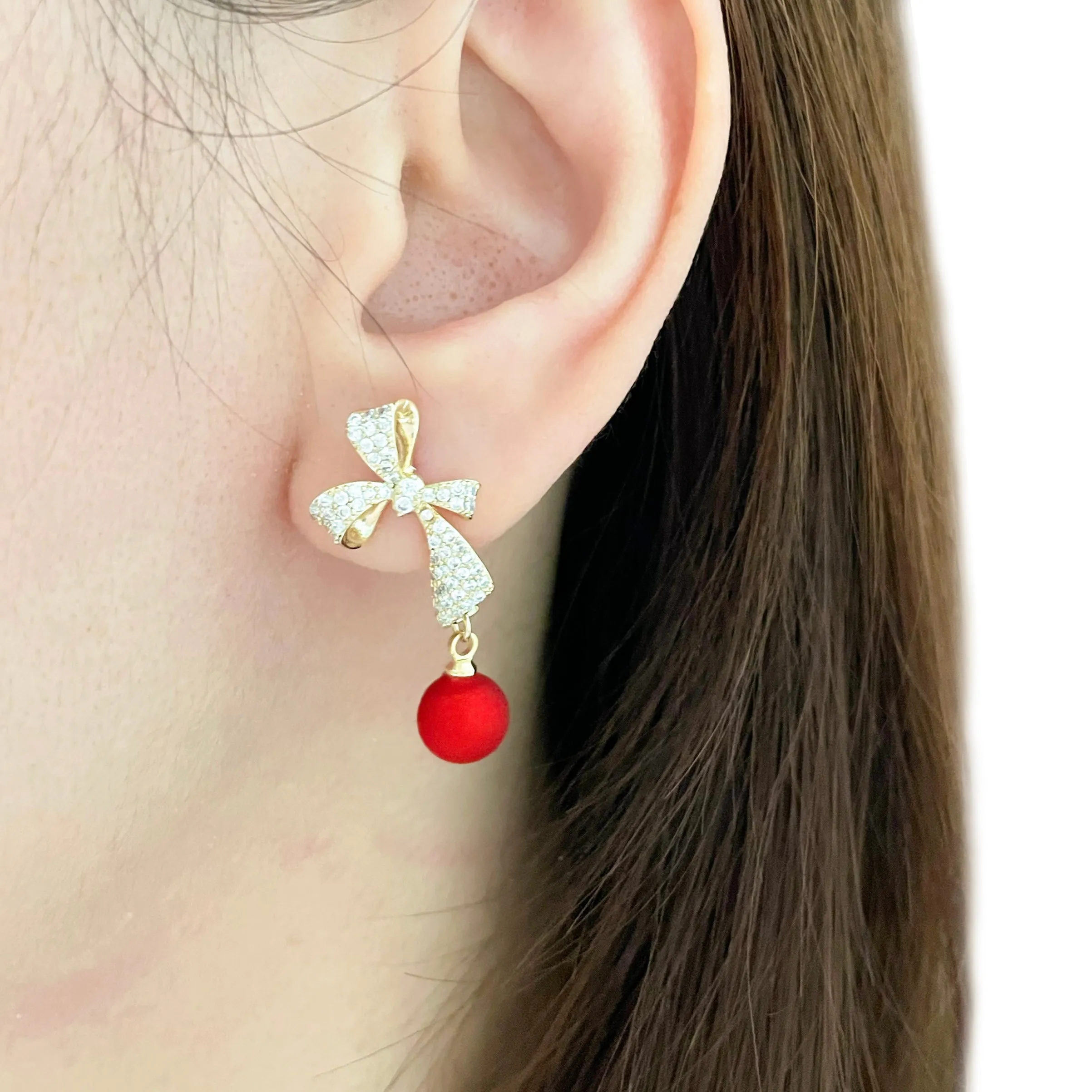 Red Imperial Ribbon Earrings