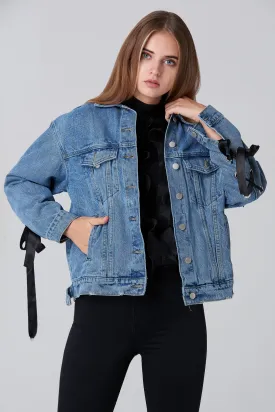 Ring Lace Back Denim Jacket