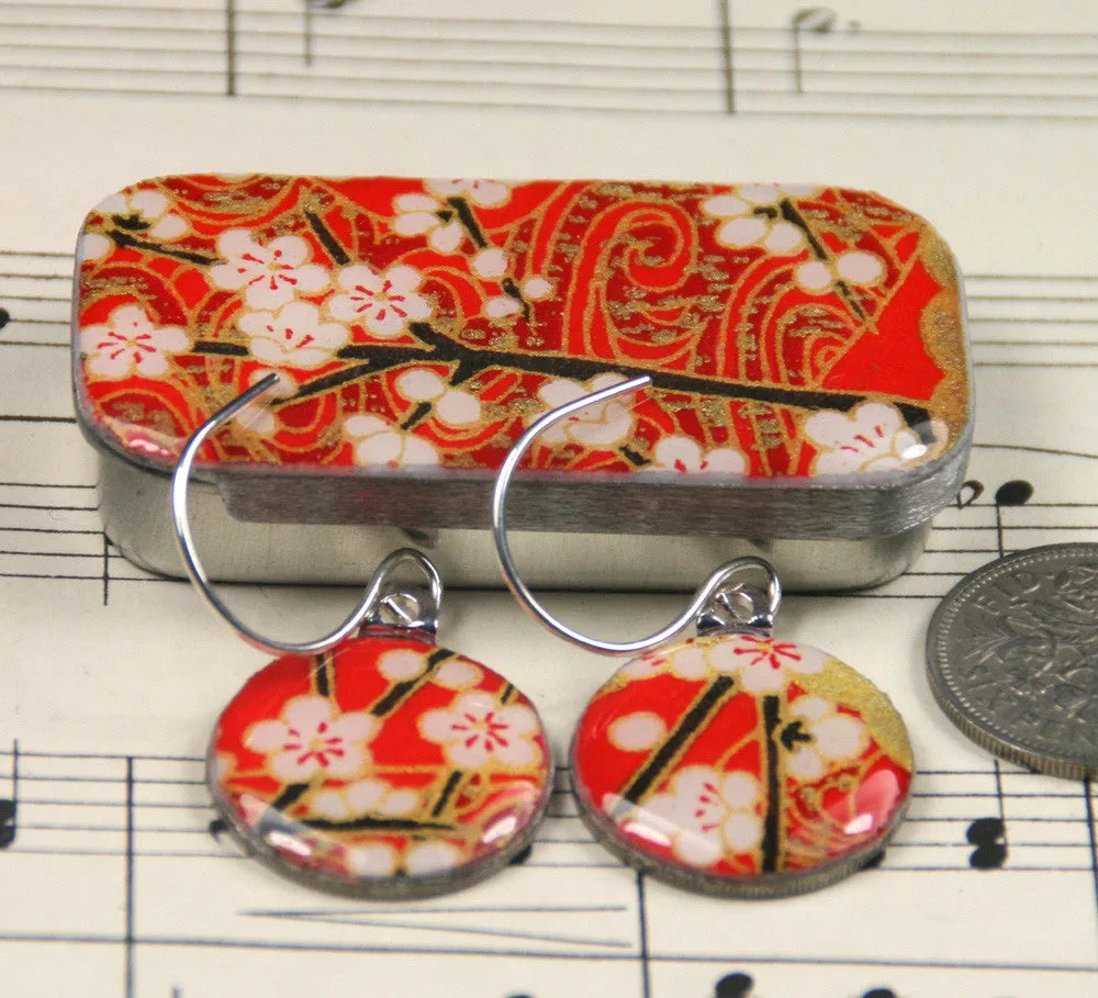 Sixpence Earrings and Teeny Tiny Tin Chiyo Red