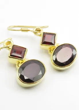 Solid Silver Gold Plated Garnet Diamonds in Diamond and Oval Shapes