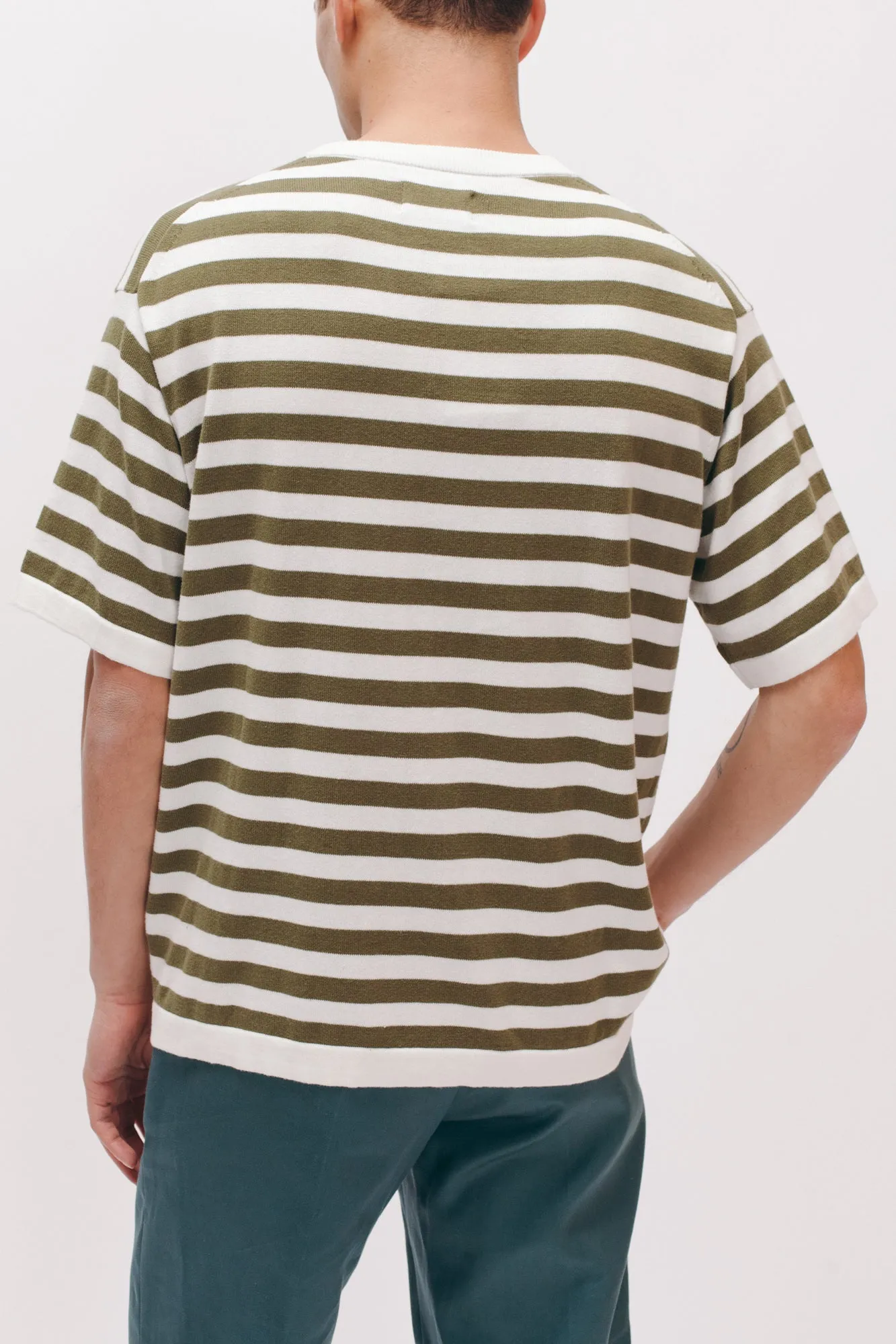 Stripe SS Knit - Olive