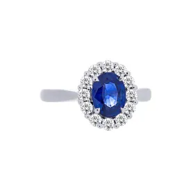 Tremezzo Collection Classic Oval Sapphire & Diamond Halo Ring