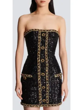 Women’s Bustier Dress with Sequin Embroidery