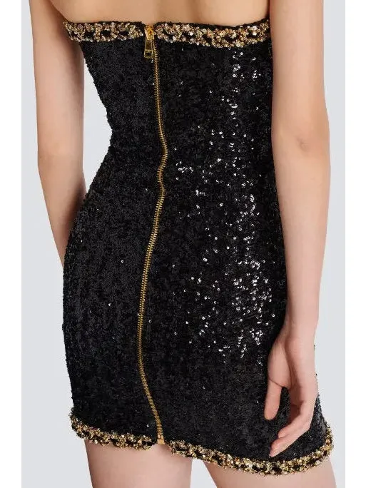 Women’s Bustier Dress with Sequin Embroidery