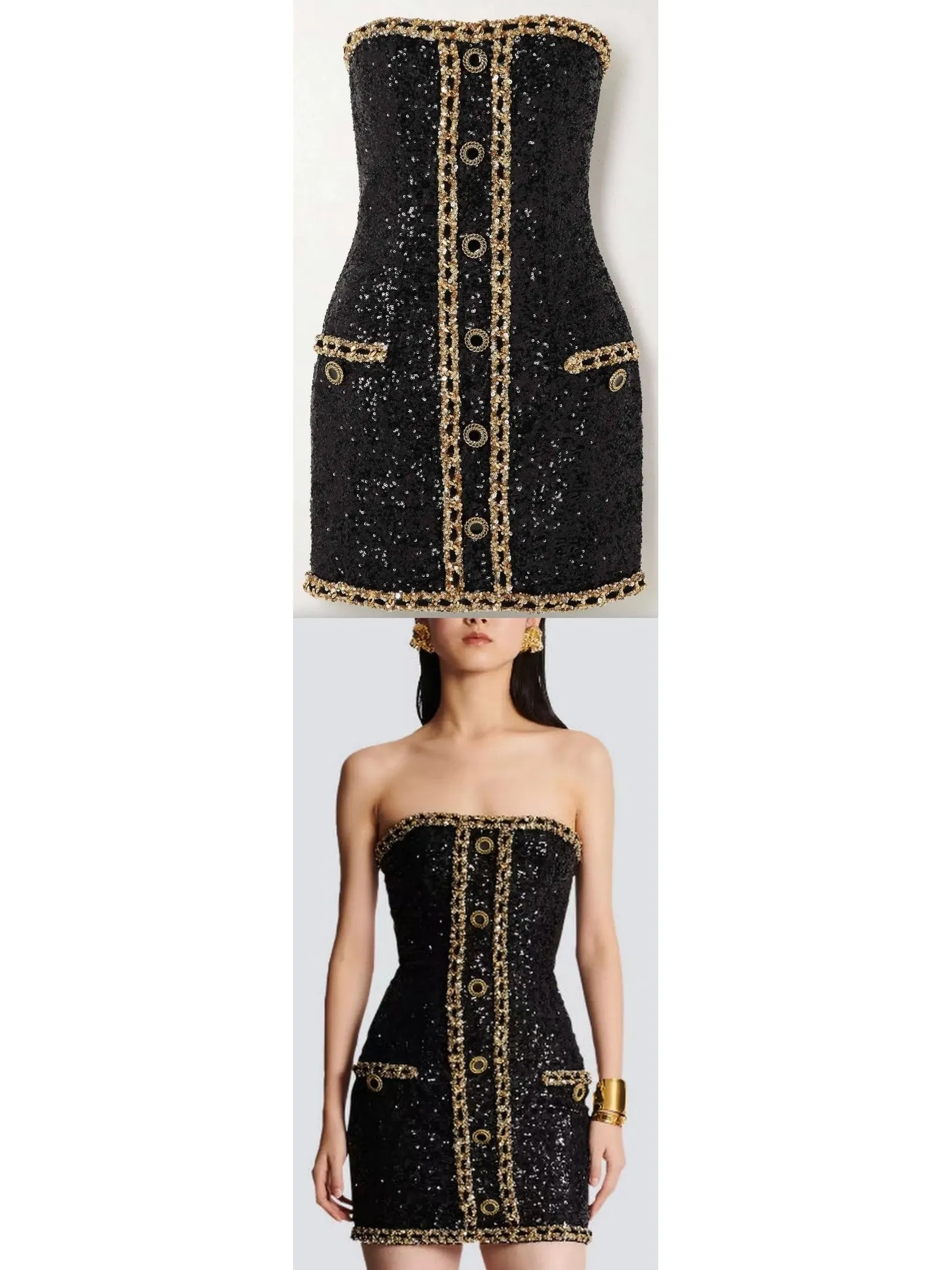 Women’s Bustier Dress with Sequin Embroidery